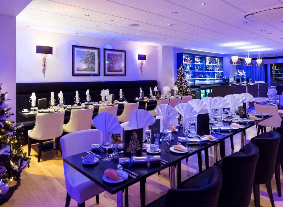Park Hotel Seasons Brasserie Restaurant Dining Area and Bar Decorated For Christmas