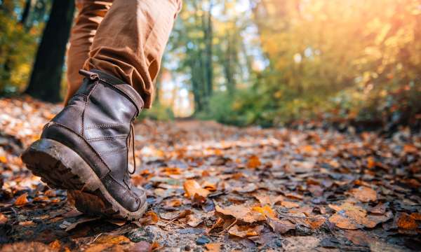 man in walking boots, autumnal