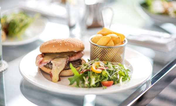 season bar cheese burger dish at the park hotel