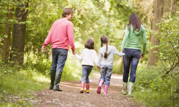 family walking in a park