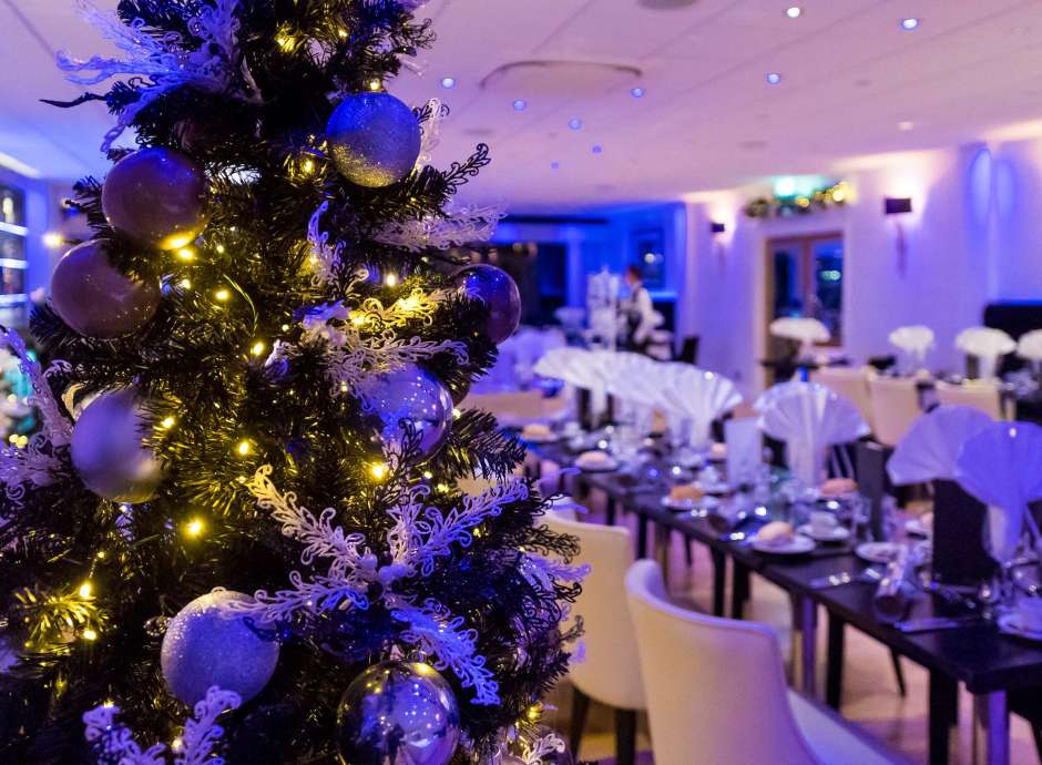 Park Hotel Seasons Brasserie Restaurant Dining Area and Bar Decorated For Christmas