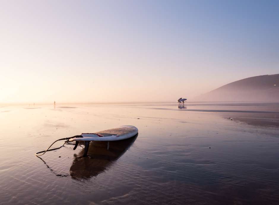 Surf board on beach