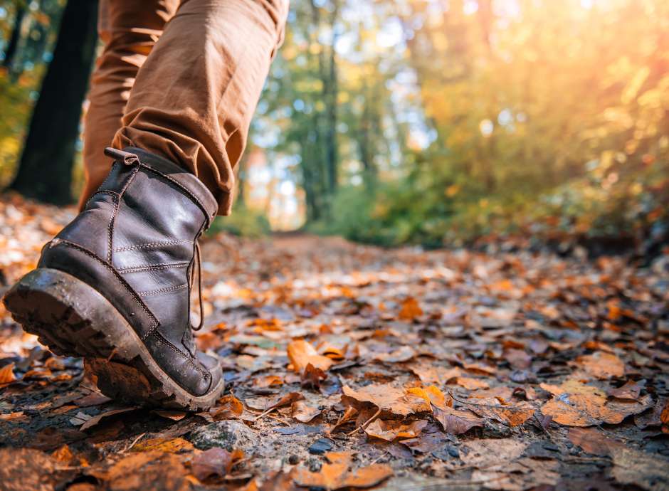 man in walking boots, autumnal