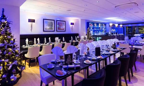 Park Hotel Seasons Brasserie Restaurant Dining Area and Bar Decorated For Christmas