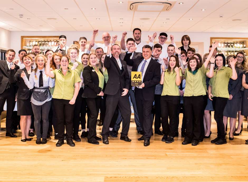 Staff at Park Hotel Celebrating AA 4 Star Award 